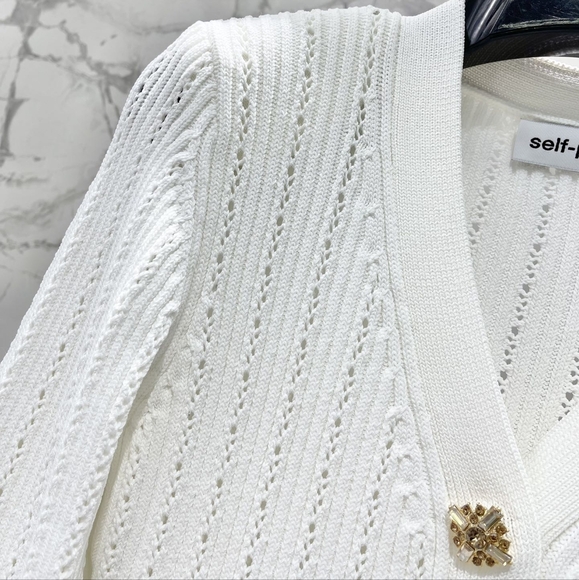 self-portrait FW24 Pointelle knit peplum mini dress - Picture 12 of 14